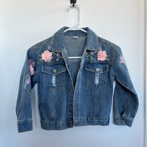 Floral Appliqué Denim Jacket